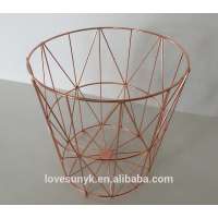 CQY 5006G Rose Golden Electroplated Metal Wire Trash can Waste Bin/Storage Basket